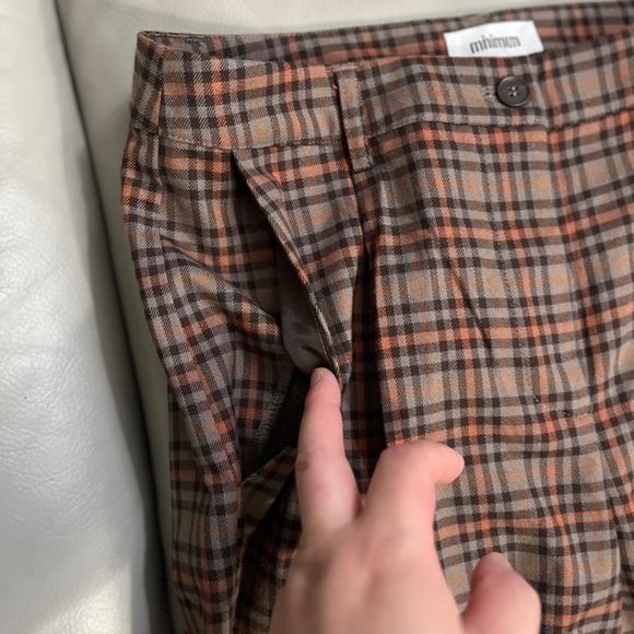 NWT - Minimum Women’s London Plaid Wide Leg Split Hem Trousers- Size 38 / M - Picture 3 of 11